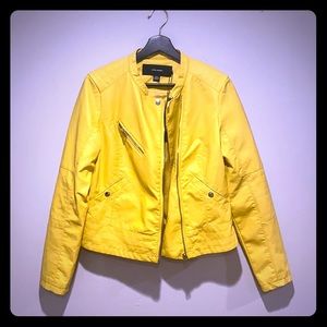 Vero Moda / faux leather yellow motto jacket.
